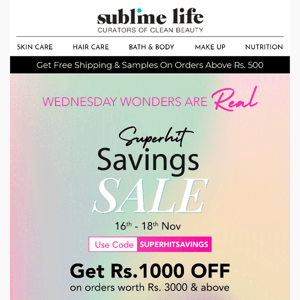 Sublime Life, Rs. 1000 OFF On Clean Beauty🙃
