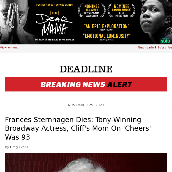 Frances Sternhagen Dies: Tony-Winning Broadway Actress, Cliff's Mom On 'Cheers' Was 93