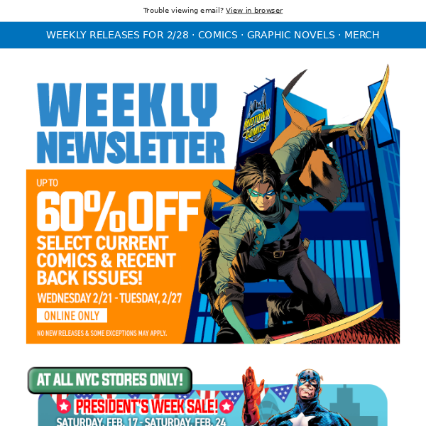 Up to 60% Off Select Comics, Spider-Punk Arms Race #1, Women Of Marvel (2024) #1, What If Venom #1, ASM #44 Gang War, & more!