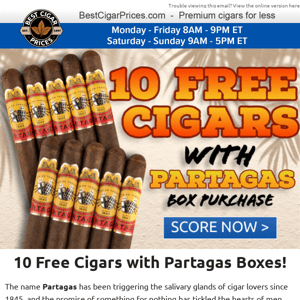 🥇 10 Free Cigars with Partagas Boxes 🥇