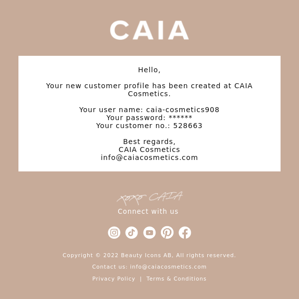 New customer profile at - CAIA Cosmetics