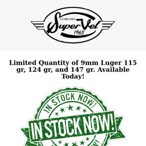 AMMO DROP: 9mm 115gr, 124gr, and 147gr are back! Limited Quantity Available