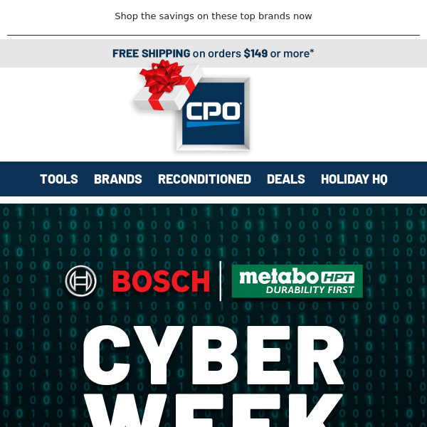 Cyber Week Deals on Bosch and Metabo HPT - Today Only!