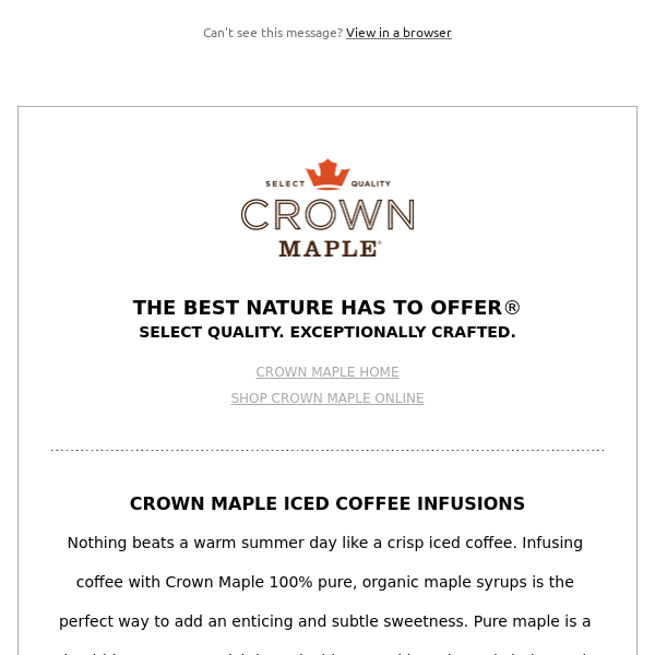 Crown Maple Iced Coffee Infusions | INSTANT SAVINGS 750ML PROMO