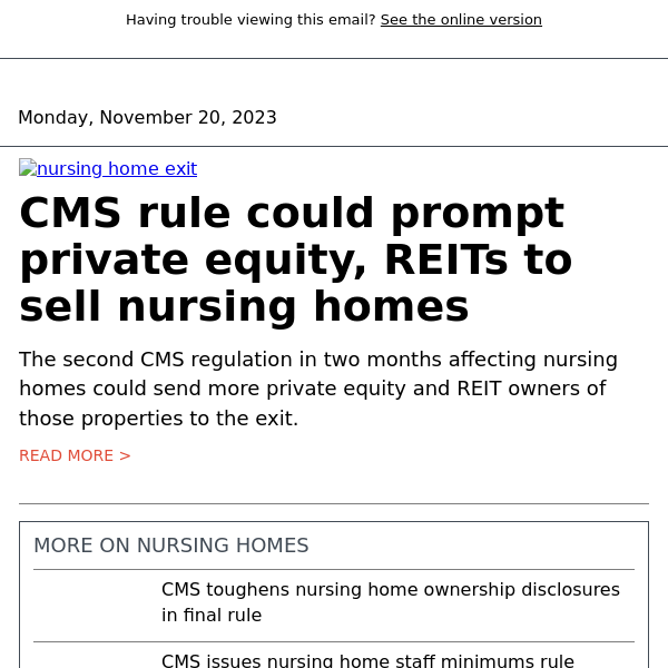 Will CMS rule force private equity to sell nursing homes?