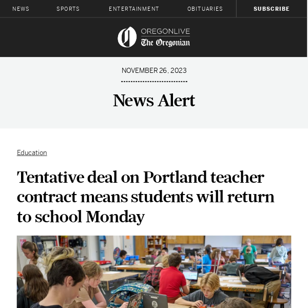 Update: Tentative deal on Portland teacher contract means students will return to school Monday