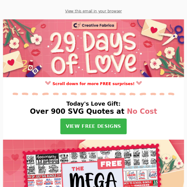 🥰 29 Days of Love: 900+ Free SVG Designs!
