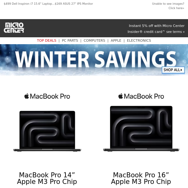 $1799 MacBook Pro 14" w/ M3 Pro! $2609 MacBook Pro 16" w/ 36GB memory