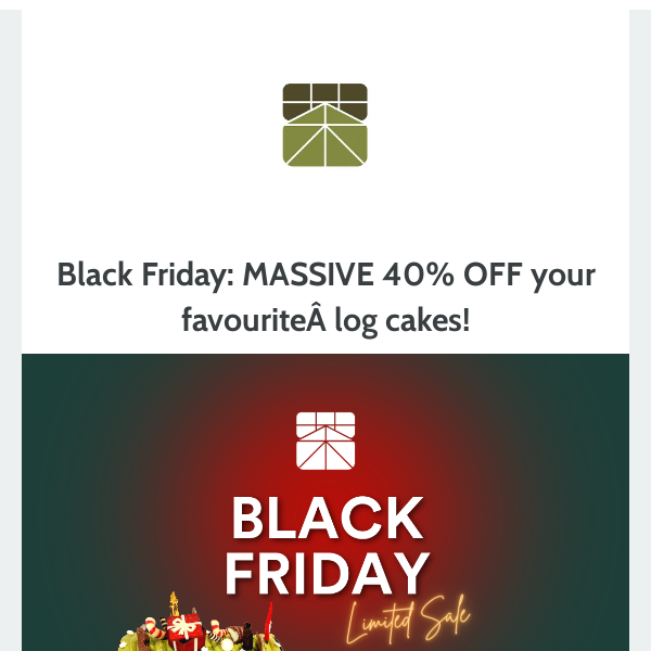 Black Friday: MASSIVE 40% OFF Christmas Logcakes @ $46.80!!!