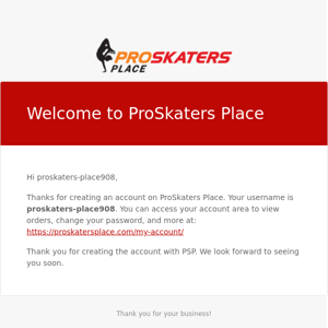 Your ProSkaters Place account has been created!