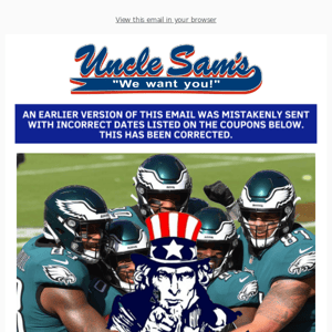 Corrected: Fly, Eagles, Fly... Over To Uncle Sam's 🦅