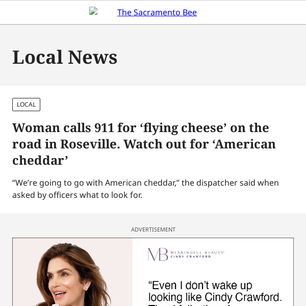 Woman calls 911 for flying cheese on road in west Roseville