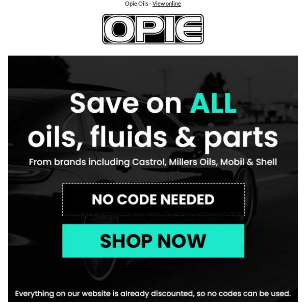 Service your car with discounted oils, fluids & parts!