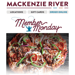 25% Off Pizzas - Member Monday 🍕
