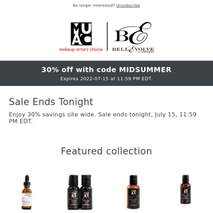 Sale Ends Tonight