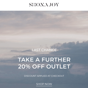 Ends Tomorrow – Extra 20% Off Outlet