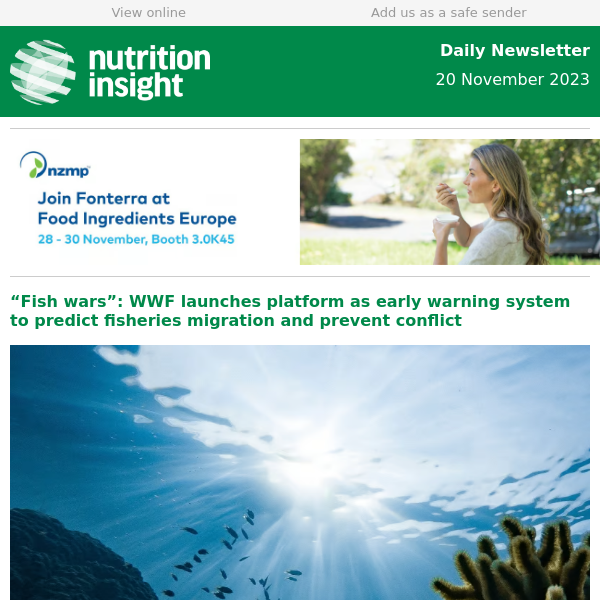 20 Nov | WWF’s early warning platform for fisheries | Next-gen 3D printed supplements | IPC coalition to tackle food insecurity