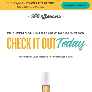 Back in stock! Brazilian Crush Cheirosa 71 Perfume Mist is available again! 🔔