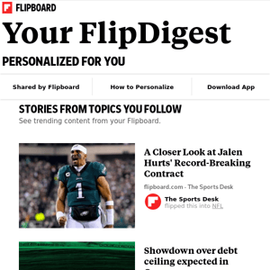 What's new on Flipboard: Stories from Sports, U.S. Politics, Entertainment and more