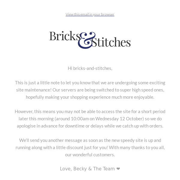 Bricks & Stiches Website Update