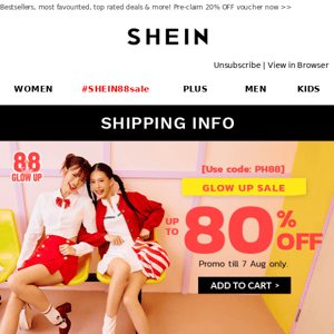 shein-philippines, glamour up for 8.8 Glow Up Sale with up to 80% OFF 😍