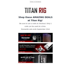 Storewide Deals at Titan Rig!