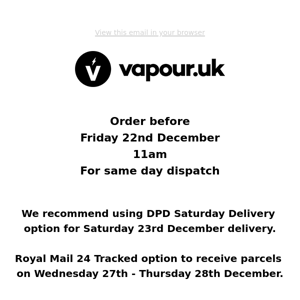 Still Time! Xmas Delivery Schedule