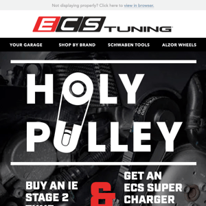 Buy any IE Stage 2 Tune and get $100 off your ECS Supercharger Pulley Upgrade - Use Code HOLYPULLEY