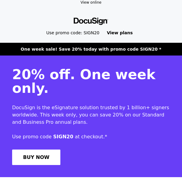 Take 20% off DocuSign eSignature today