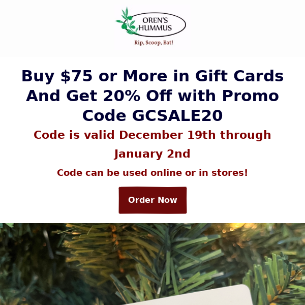 New Gift Card Promotion! 20% Off