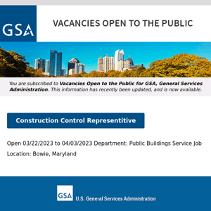 New/Current Job Opportunities at GSA Open to the Public (All U.S. Citizens)