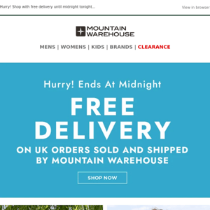 Don't Miss Out On Free Delivery - Ends Tonight!