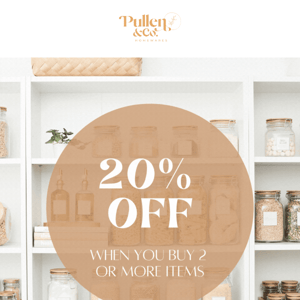 🤩 20% off everything, when you buy 2 or more items 
