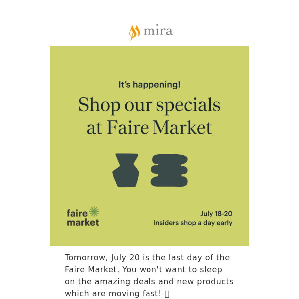 REMINDER: Faire Summer Market Ends Tomorrow! 😮