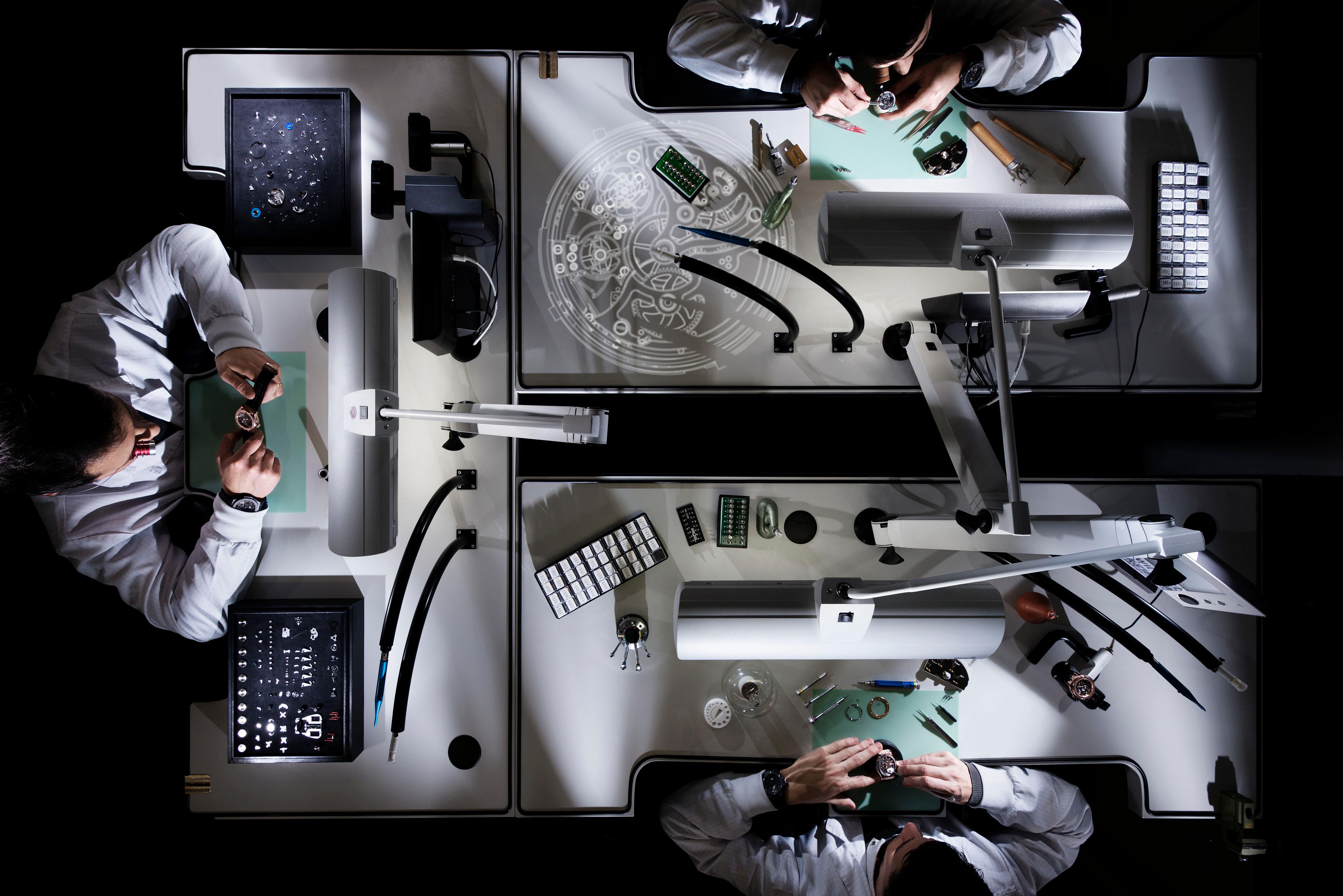 The strategy for many watch brands, like Hublot (pictured), involves building new facilities to centralize trades that were previously geographically dispersed.