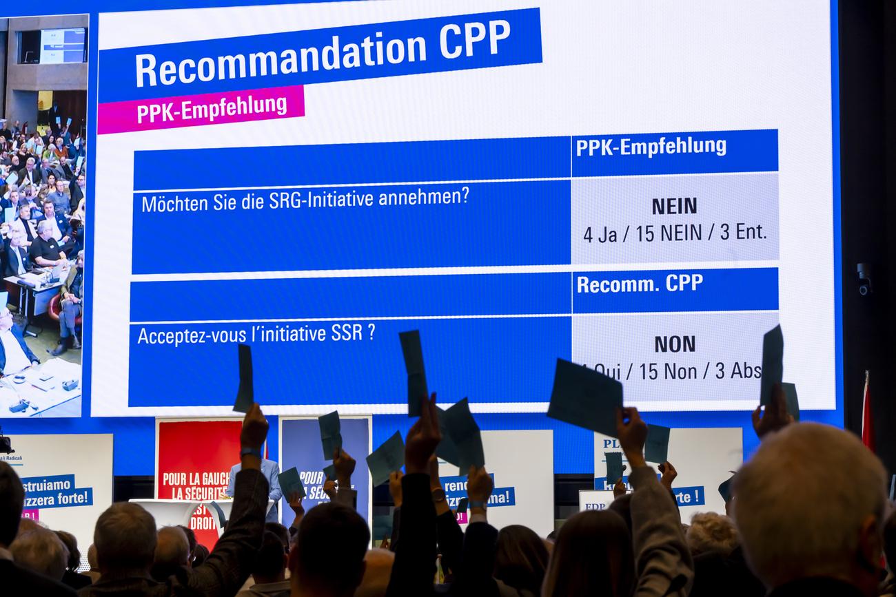 Les délégués du PLR Suisse se sont opposés samedi à Genève à l’initiative «200 francs, ça suffit!», en votation le 8 mars. Défendu par les Jeunes libéraux-radicaux, le texte qui vise à réduire le montant de la redevance de la SSR a été refusé par 137 voix contre 104 oui et 13 abstentions