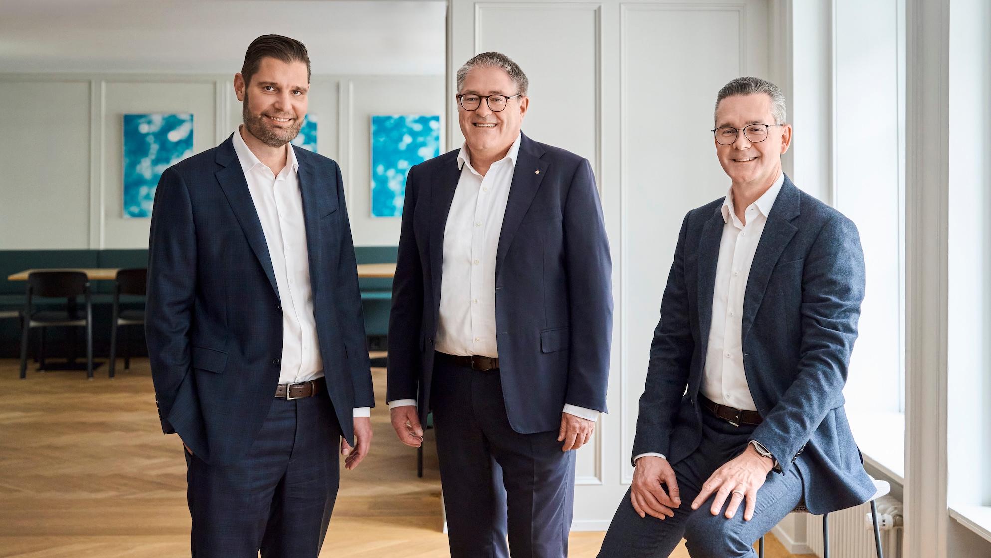 De gauche à droite, Matthias Hildebrand, nouveau membre de la direction de BDO, Stephan Bolliger, nouveau président du conseil d'administration, et Michael Bitzi, nouveau membre de la direction.