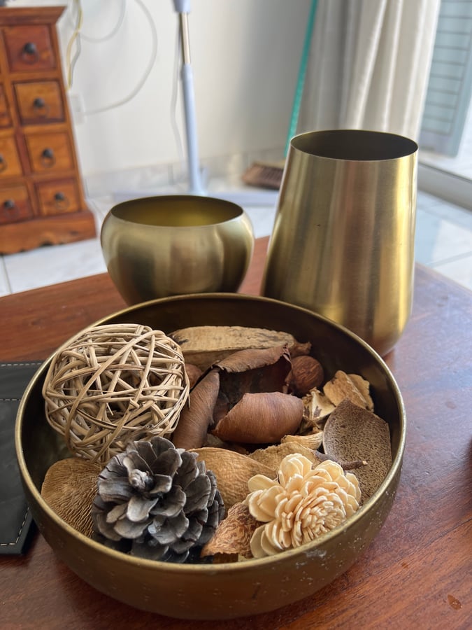 Decorative Bowl and Vases with Natural Elements