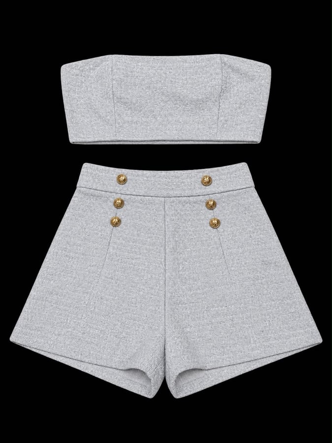 Women's light blue Crop Top and Shorts Set