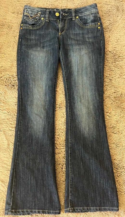 Vintage low-rise bootcut jeans in dark blue denim