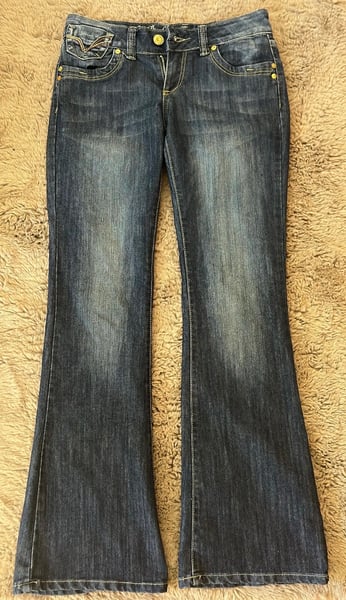 Vintage low-rise bootcut jeans in dark blue denim
