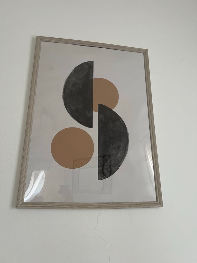 Abstract Geometric Art Print in Grey Frame