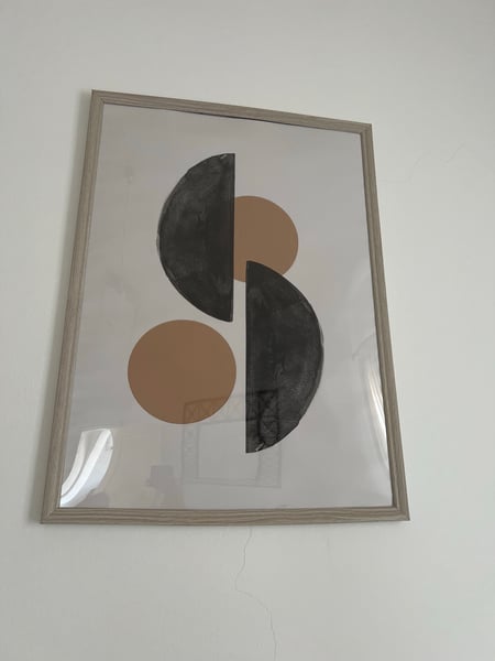 Abstract Geometric Art Print in Grey Frame