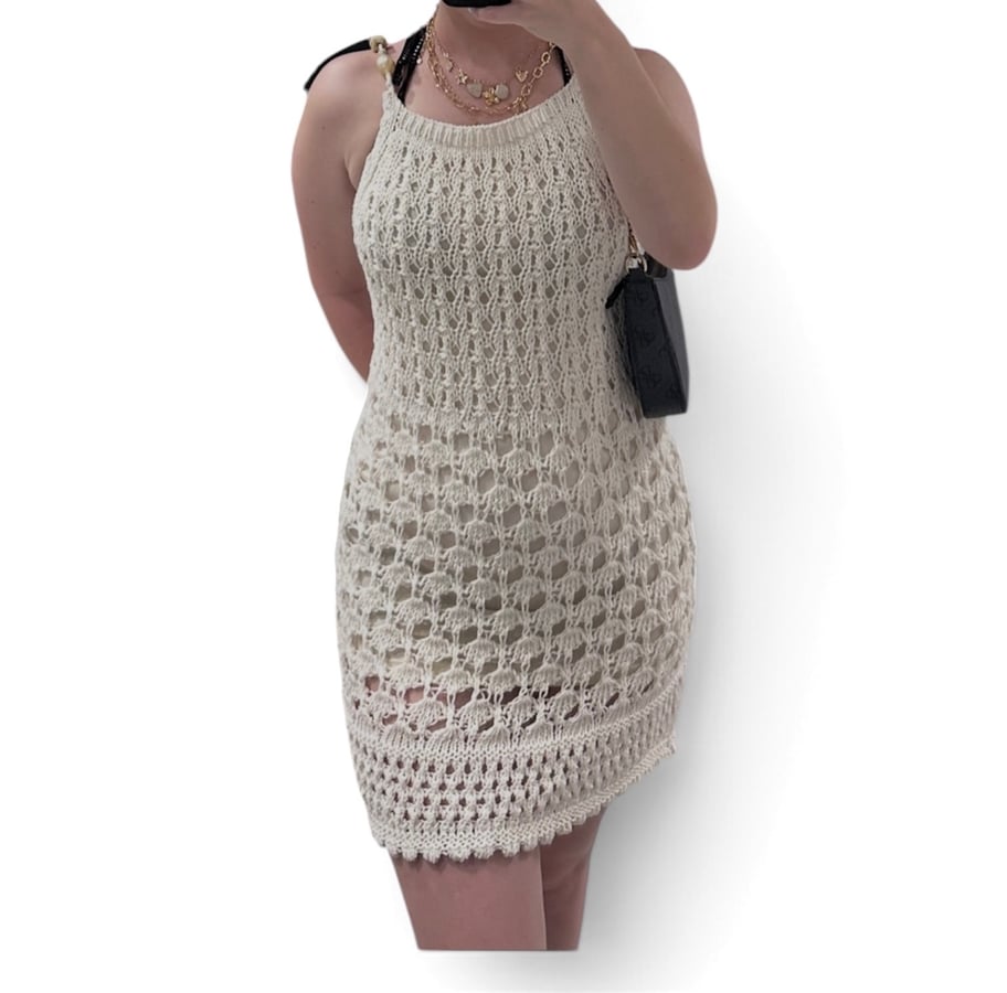 Beachwear mini dress creamy color