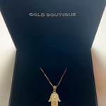 9ct Gold Hamsa Pendant with 20 Inch Chain
