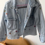 Girls' Light Blue Denim Jacket with Floral Embroidery