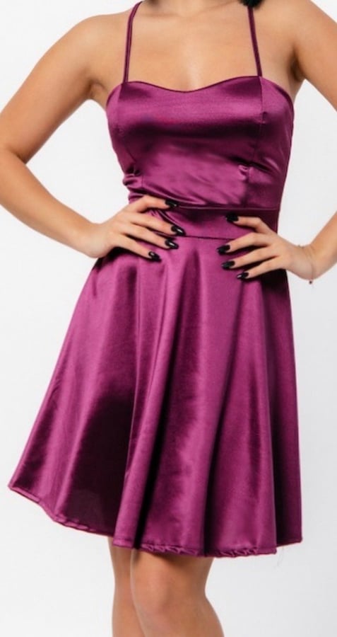 Purple Satin Mini Dress