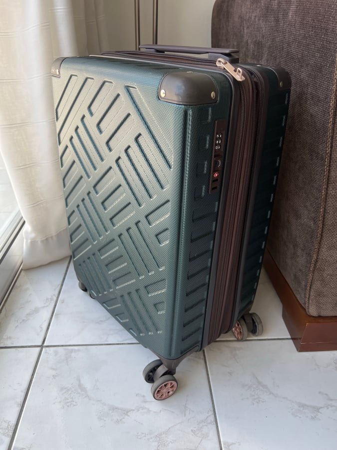 Dark Green Geometric Pattern Suitcase
