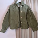 Zara balloon sleeves denim jacket in mint green colour, oversize, XS size