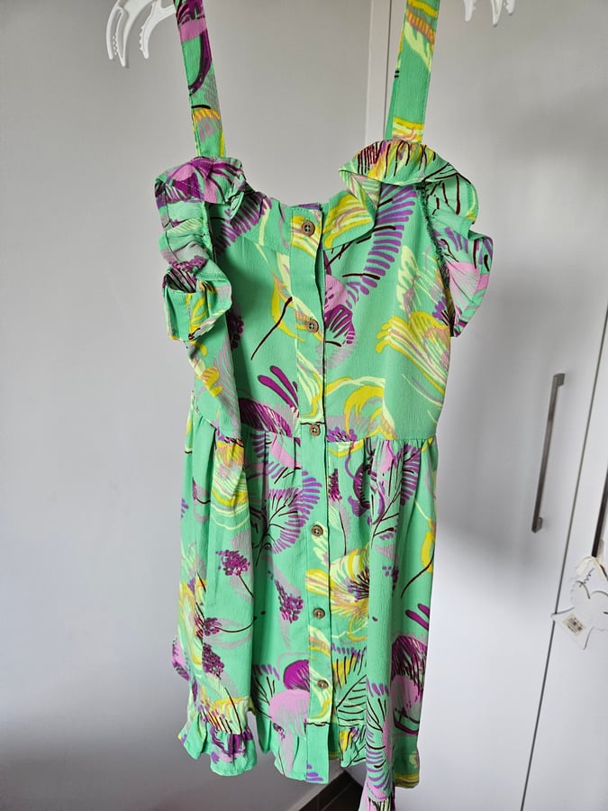 Next Girls Lime Tropical Floral Frill Summer Sundress – Size 7 Years